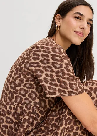 Robe douce en gaze de coton • marron léopard • Boutique bonprix
