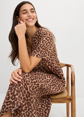 Jurk van zachte mouselline • bruin luipaardprint • bonprix online shop