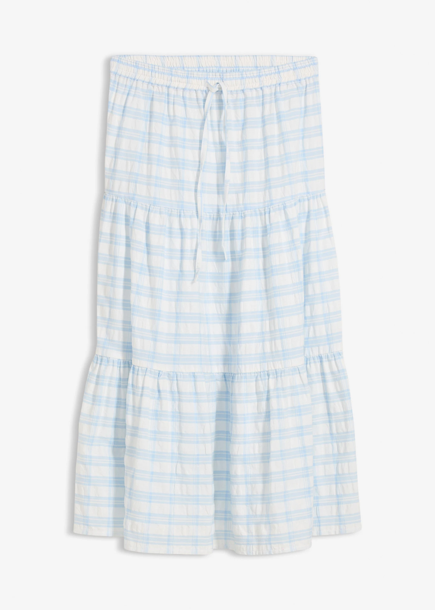 Jupe midi 100% coton • écru-bleu poudré carreaux • Boutique bonprix