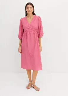 Rochie petrecută din material texturat, culoare: roșu-cireașă/roz