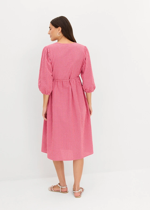 Rochie petrecută din material texturat, culoare: roșu-cireașă/roz
