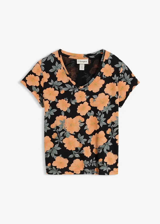 T-shirt 100% coton, Couleur: noir imprimé