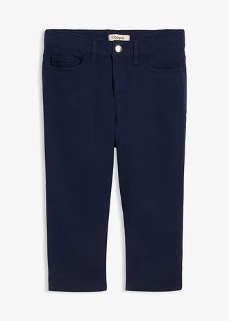 Pantaloni capri cu talie comodă, culoare: bleumarin