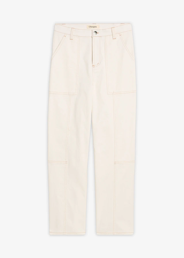 Pantaloni din twill până la gleznă, din bumbac cu elastan