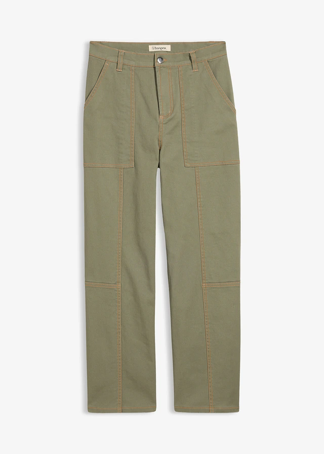 Pantalon raccourci en twill coton extensible