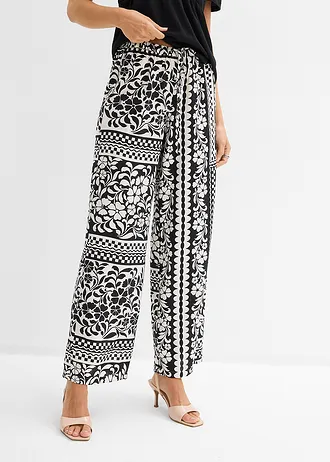 Broek van een soepele viscosemix • zwart-wolwit gedessineerd • bonprix online shop