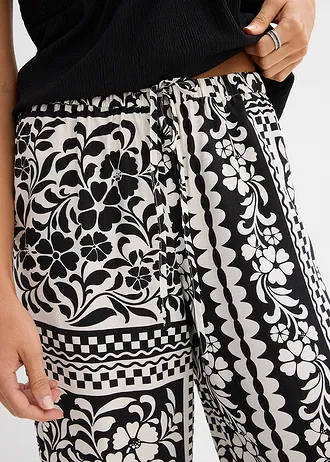 Broek van een soepele viscosemix • zwart-wolwit gedessineerd • bonprix online shop