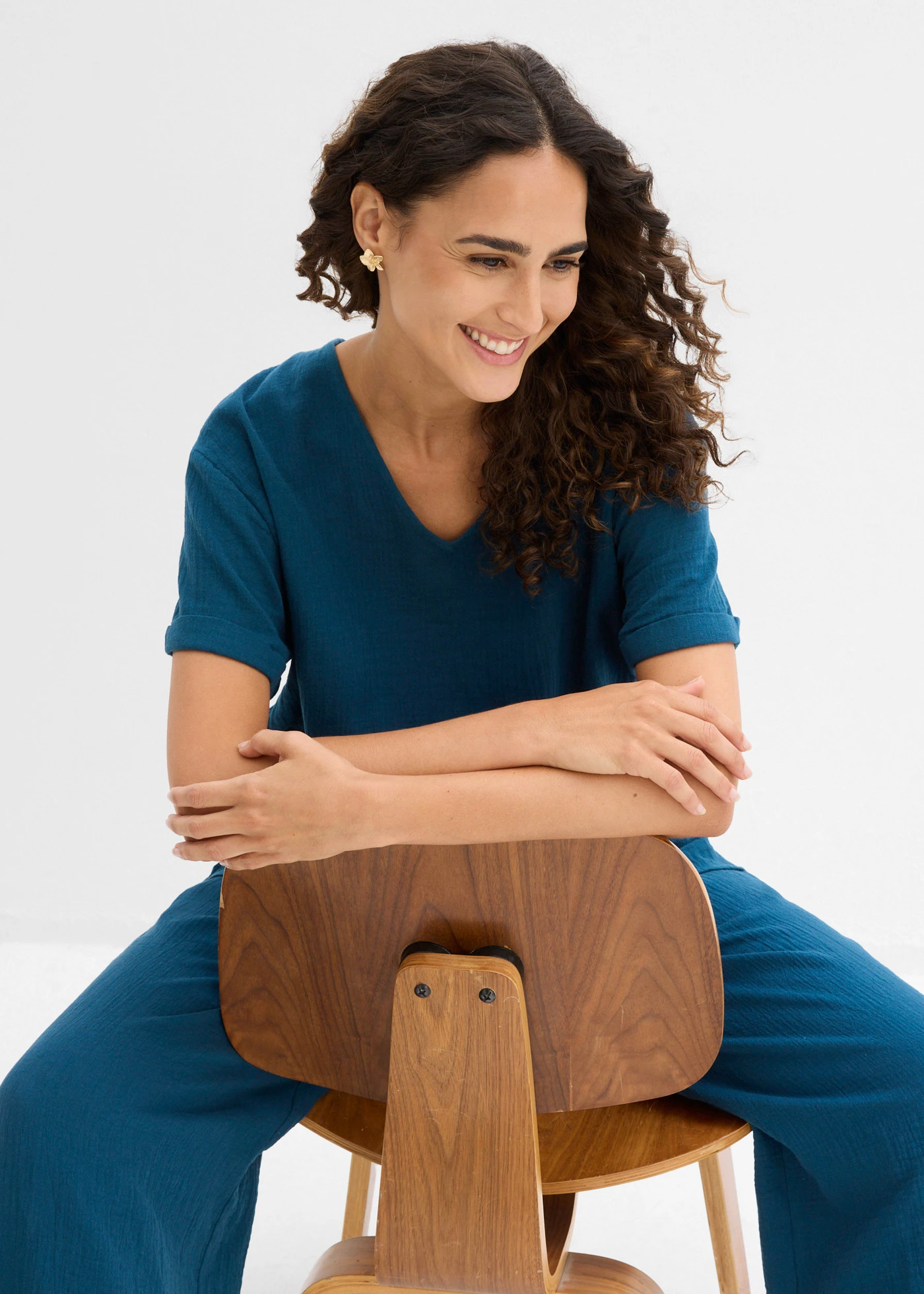 Úpletová tunika z jemného mušelínu • modrá petrolejová • bonprix obchod