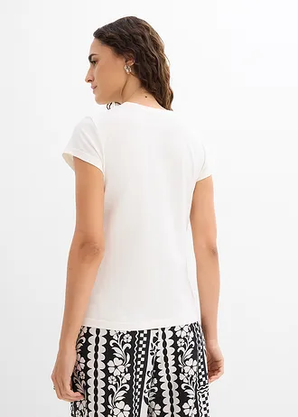 T-shirt en coton extensible • ecru • Boutique bonprix