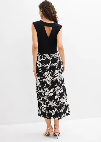 Robe en jersey viscose, Couleur: noir-écru floral