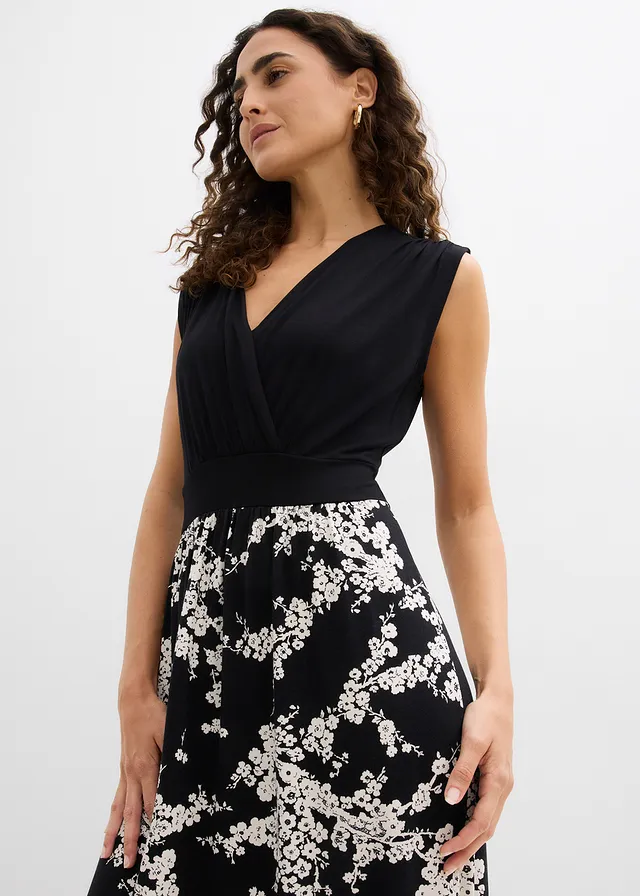 Robe en jersey viscose • noir/écru floral • product-page.page-title-suffix