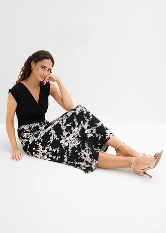 Robe en jersey viscose • noir-écru floral • Boutique bonprix