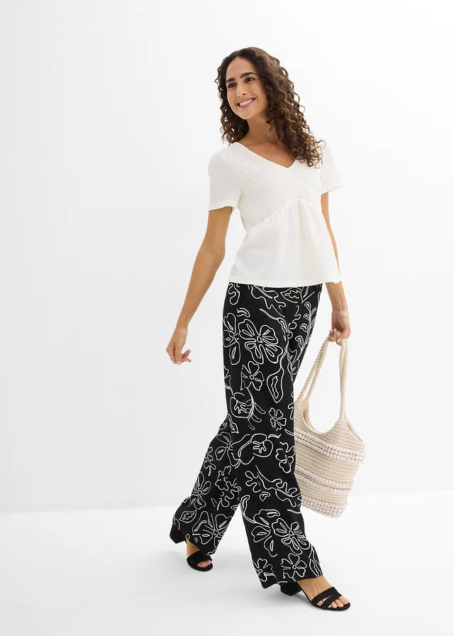 Bluză tricot din crep structurat negru