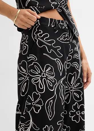 Pantalon large à pinces • noir imprimé • Boutique bonprix