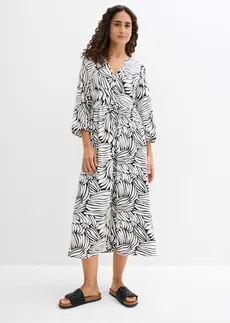 Robe-tunique douce en jersey viscose, Couleur: noir-écru imprimé