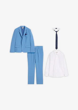 Costum + cămașă + cravată (set/4 piese) • albastru-cristal/alb/bleumarin • magazin bonprix