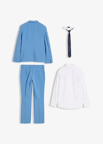 Costume 4 pièces avec chemise et cravate • bleu cristal/blanc/bleu foncé • Boutique bonprix