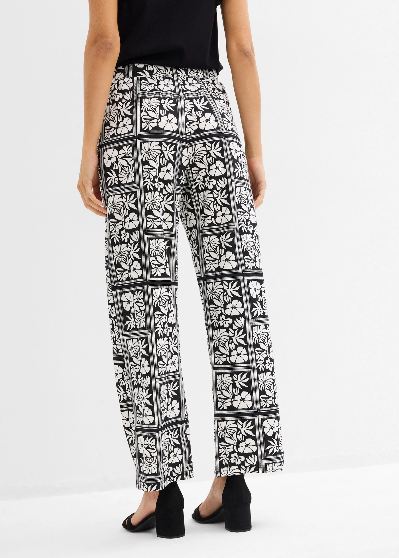 Jersey broek van Punto di Roma • zwart-wolwit gedessineerd • bonprix online shop