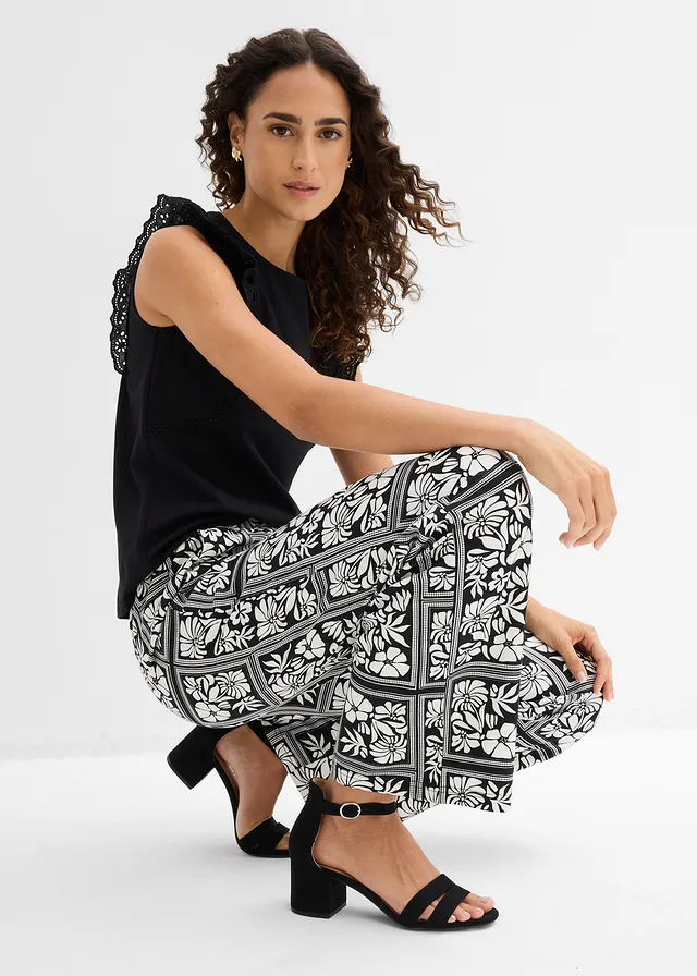 Jersey broek van Punto di Roma • zwart-wolwit gedessineerd • product-page.page-title-suffix