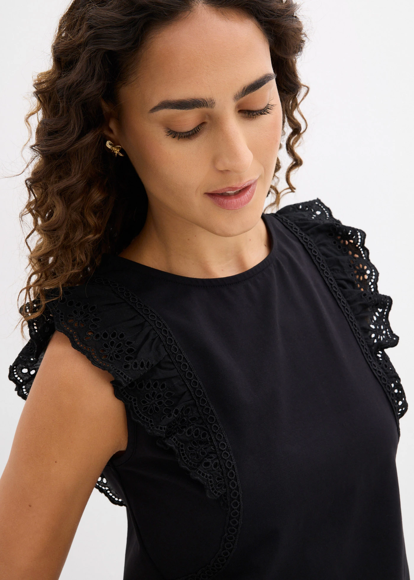 Top en coton extensible • noir • Boutique bonprix
