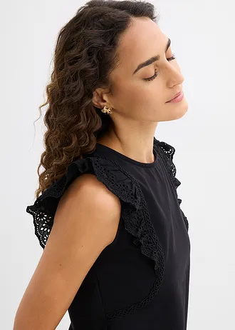 Top van katoenmix • zwart • bonprix online shop