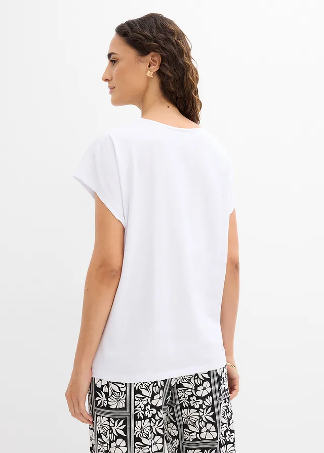 T-shirt oversize 100% coton, Couleur: blanc + noir
