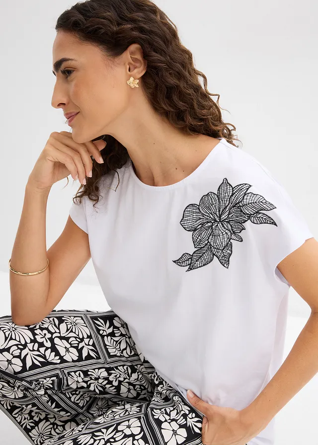Oversized shirt van puur katoen • wit/zwart • product-page.page-title-suffix