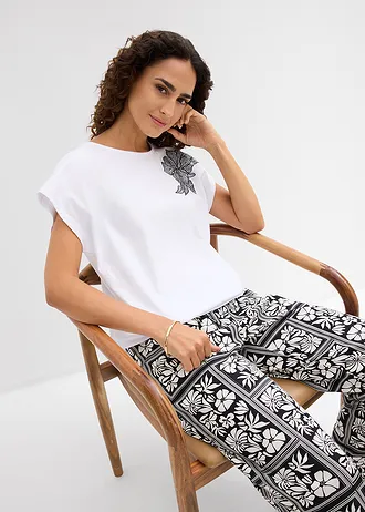 Oversized shirt van puur katoen • wit/zwart • bonprix online shop