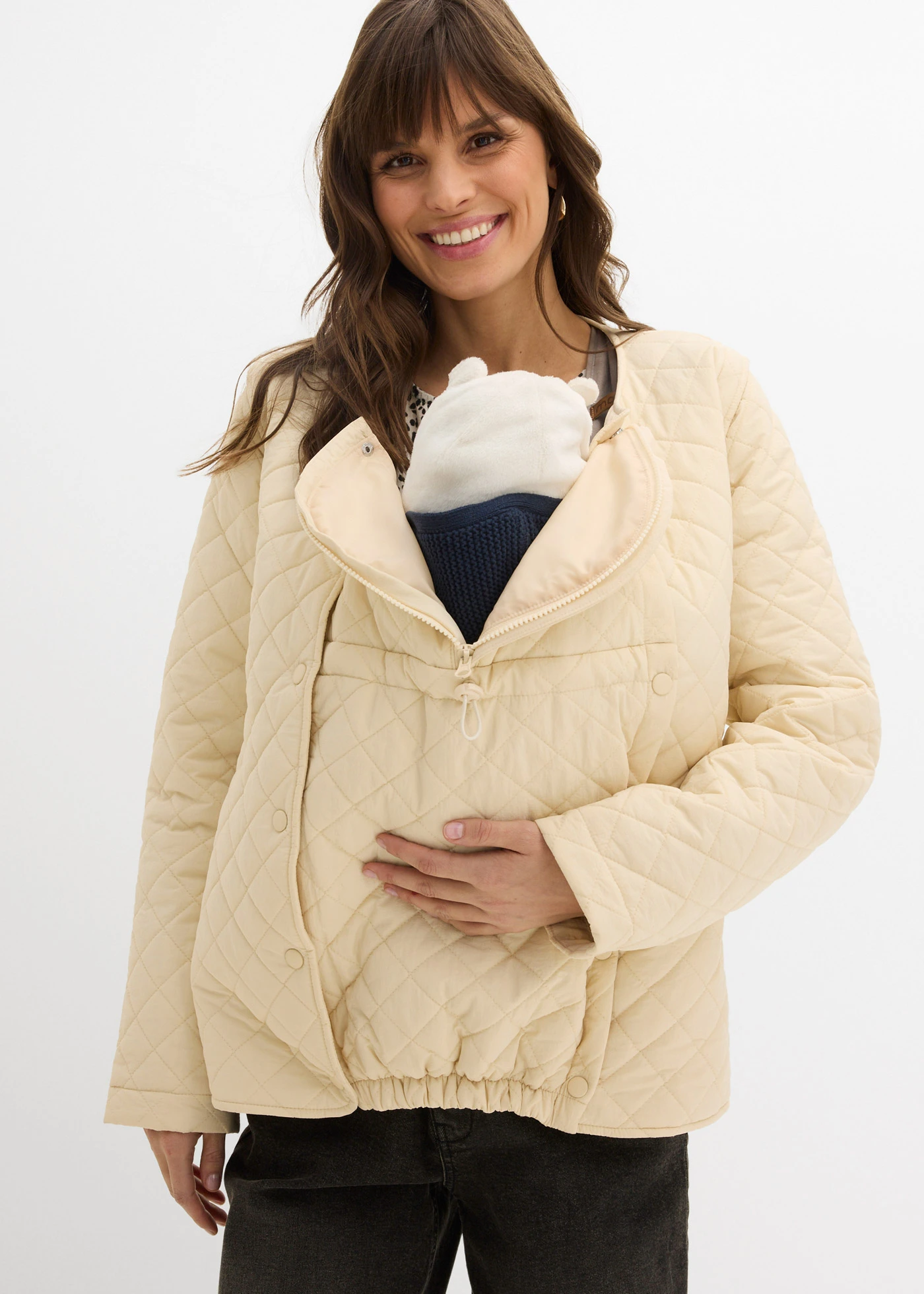 6-in1 zwangerschaps-/overgangsjas en bodywarmer met draaginzet • beige • bonprix online shop