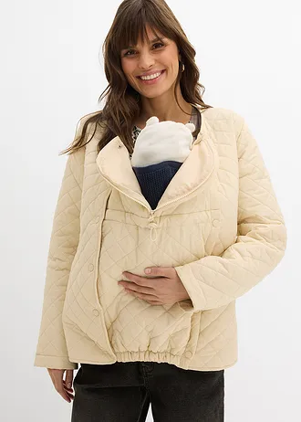 6-in1 zwangerschaps-/overgangsjas en bodywarmer met draaginzet, Kleur: beige