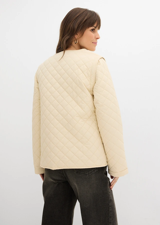 Lichte 6-in1 zwangerschapsjas en bodywarmer met draaginzet, Kleur: beige