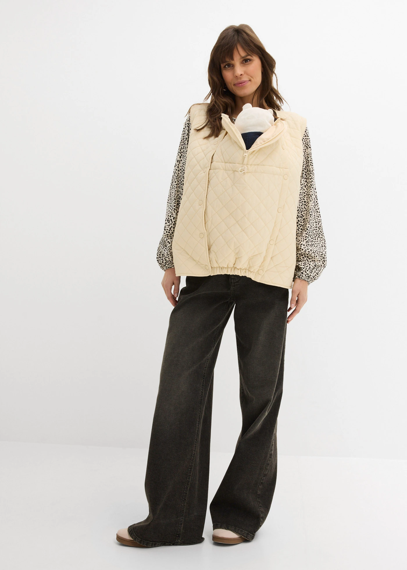 Lichte 6-in1 zwangerschapsjas en bodywarmer met draaginzet • beige • bonprix online shop