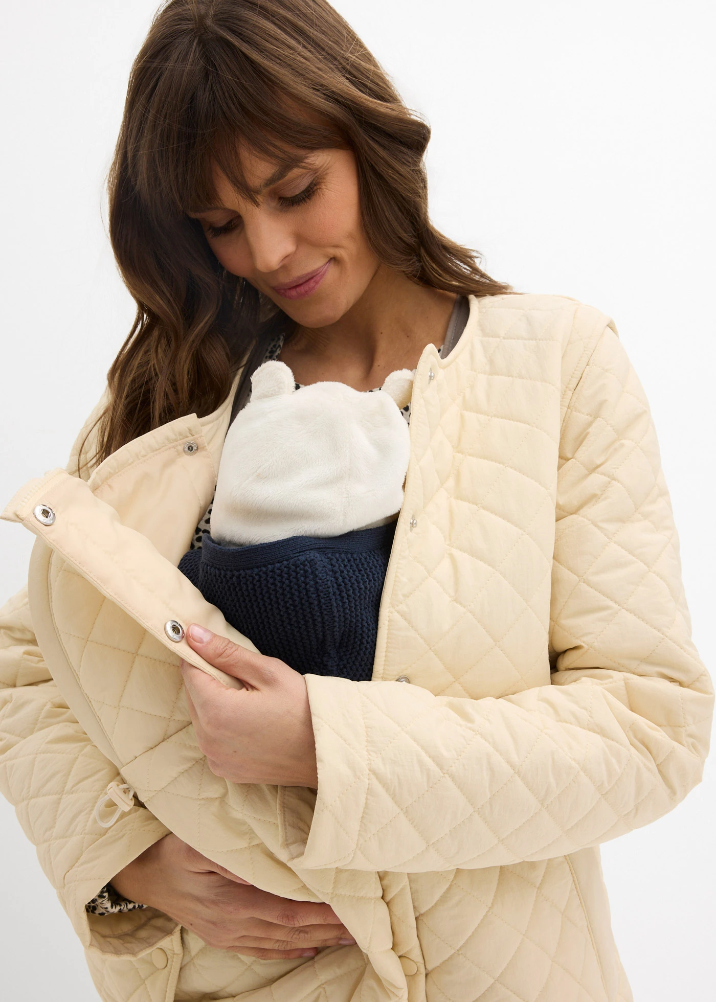 Lichte 6-in1 zwangerschapsjas en bodywarmer met draaginzet • beige • bonprix online shop