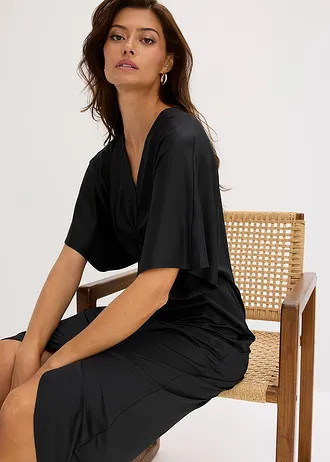 Robe midi effet twisté • noir • Boutique bonprix