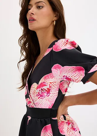 T-shirt péplum • noir floral • Boutique bonprix