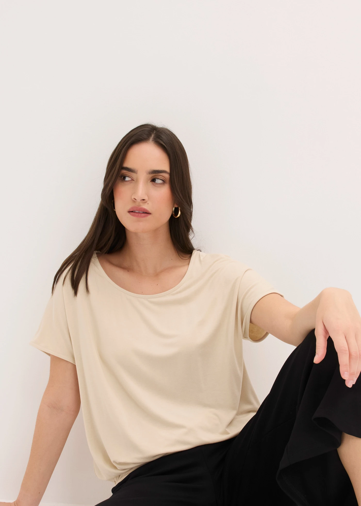 Shirt in een zachte viscosemix • lichtsand • bonprix online shop