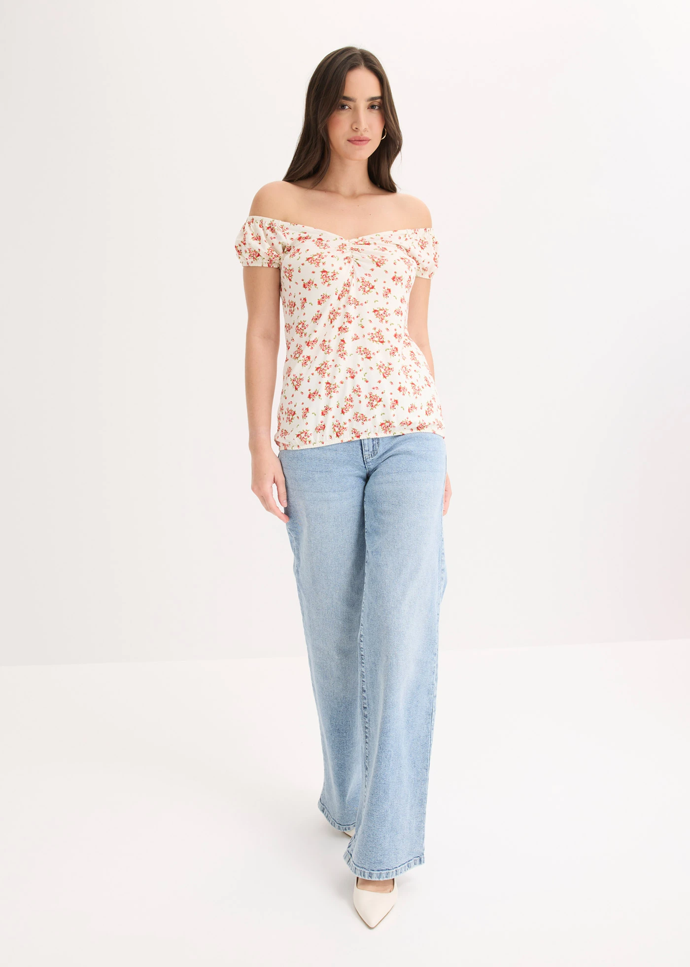 Shirt van viscosemix • wolwit gebloemd • bonprix online shop