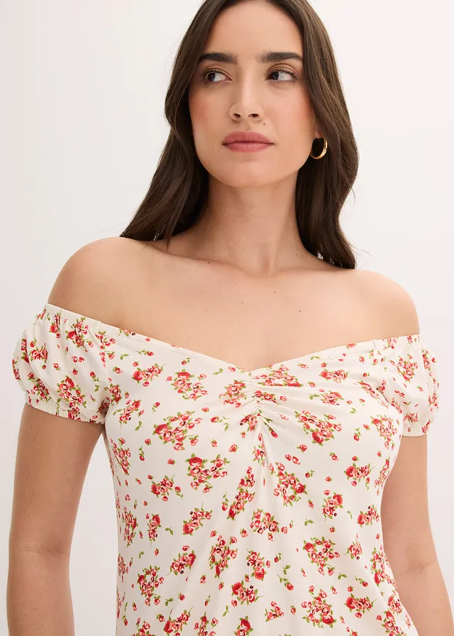 T-shirt en viscose extensible • écru floral • product-page.page-title-suffix