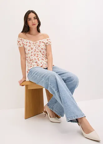 T-shirt en viscose extensible • écru floral • Boutique bonprix