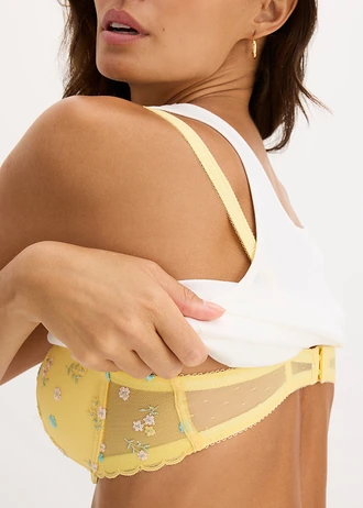 Soutien-gorge à coques et broderies • jaune clair floral • Boutique bonprix