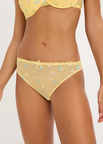 Slip mini à broderies, Couleur: jaune clair floral