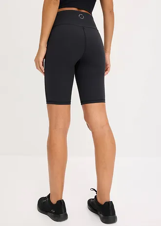 Korte sportlegging met katoenachtige textuur, Kleur: zwart