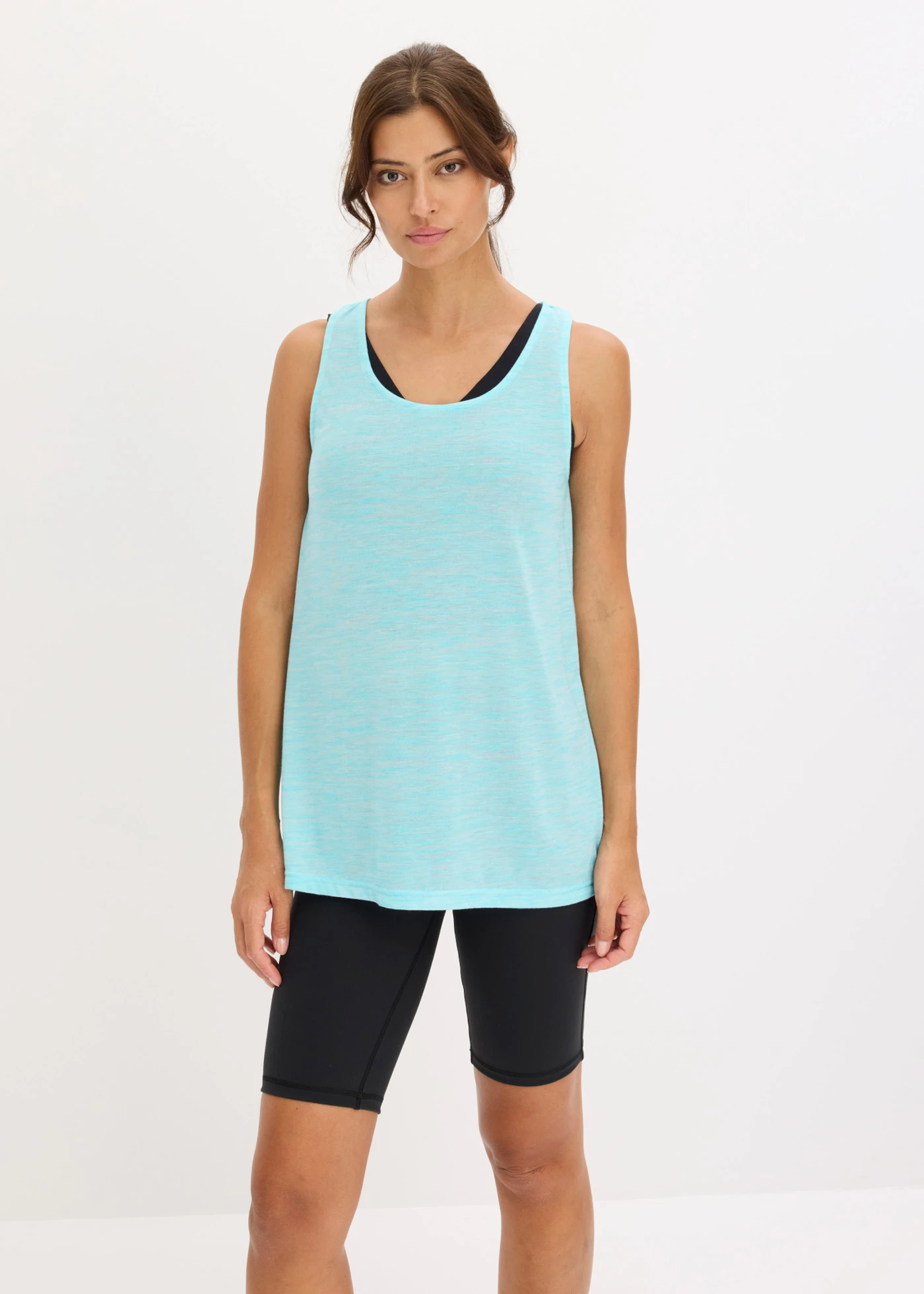 Léger débardeur de sport avec fil flammé, séchage rapide • bleu lagon chiné • Boutique bonprix