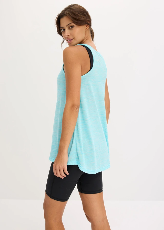 Lichte sporttop met slubgaren, sneldrogend, Kleur: aqua gemêleerd