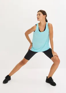 Lichte sporttop met slubgaren, sneldrogend, Kleur: aqua gemêleerd