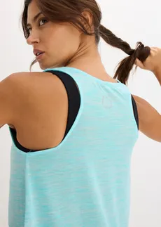 Léger débardeur de sport avec fil flammé, séchage rapide • bleu lagon chiné • Boutique bonprix