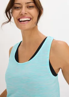 Léger débardeur de sport avec fil flammé, séchage rapide • bleu lagon chiné • Boutique bonprix