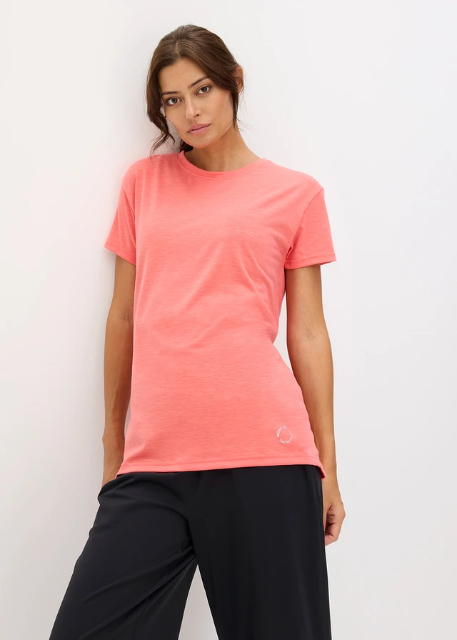 Bluză sport cu uscare rapidă (set/2 buc.) • pink corai+negru • magazin bonprix