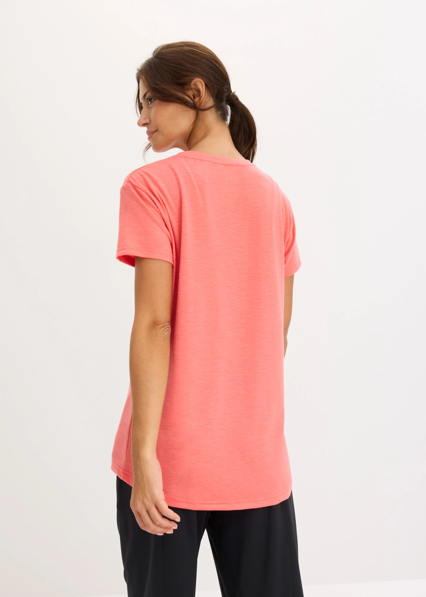 T-shirt sportowy (2 szt.), szybkoschnący • różowy koralowy+czarny • sklep bonprix