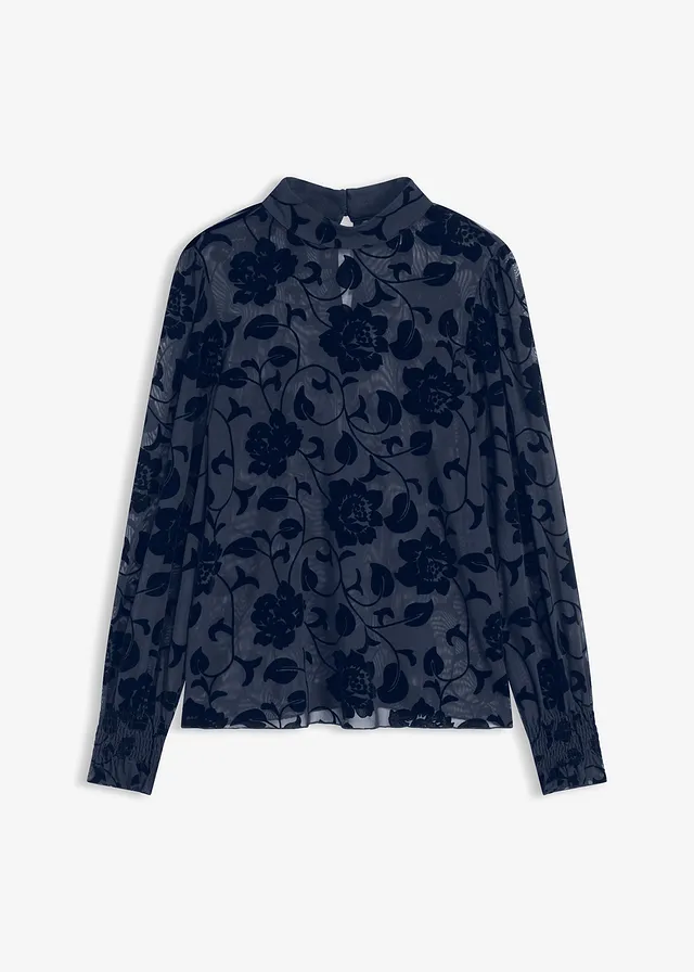 Transparant longsleeve met flockprint